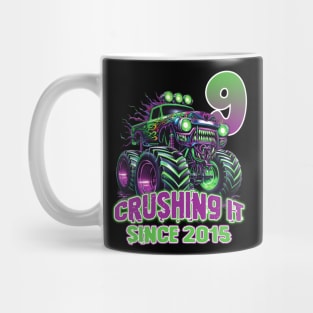 Monster Truck Birthday Tee 9th Birthday Boy Gift Awesome Since 2015 Tee Custom Monster Truck Tee Mug